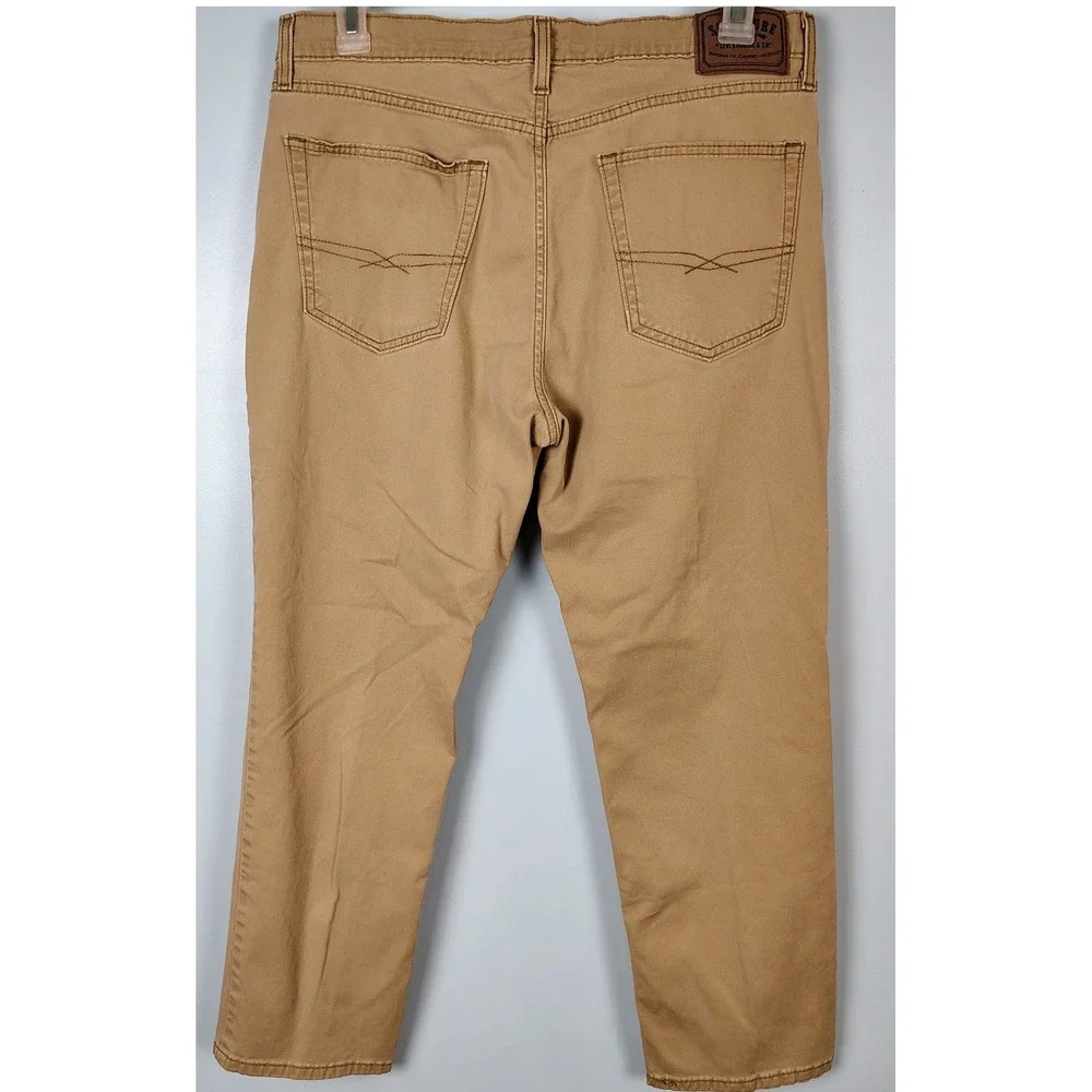 Signature by Levi Strauss & Co Mens Athletic Fit Khaki Tan Jeans W36 L30 work